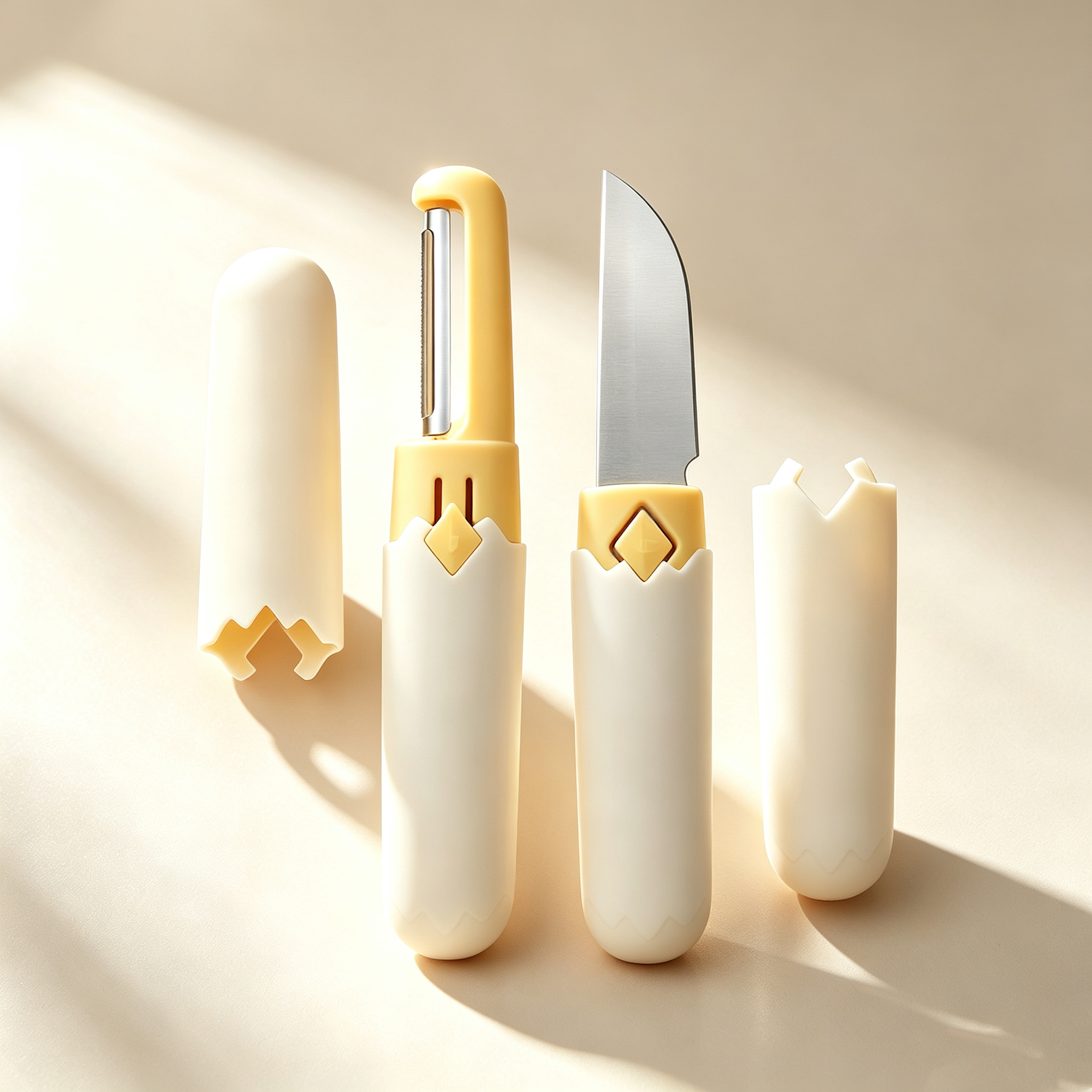 2-in-1 Eggshell Fruit Knife, Peeler & Paring Knife