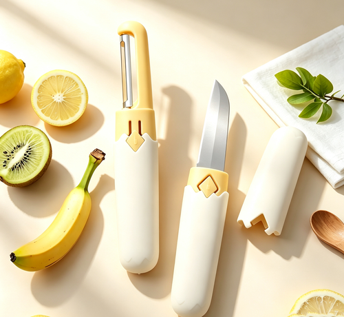 2-in-1 Eggshell Fruit Knife, Peeler & Paring Knife