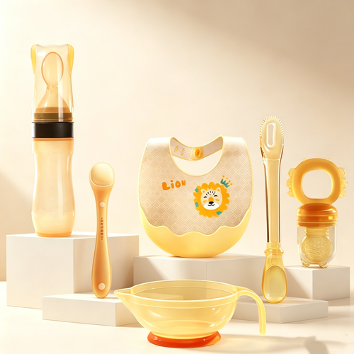 Baby 6Pcs Nano Silver Silicone Feeding Set
