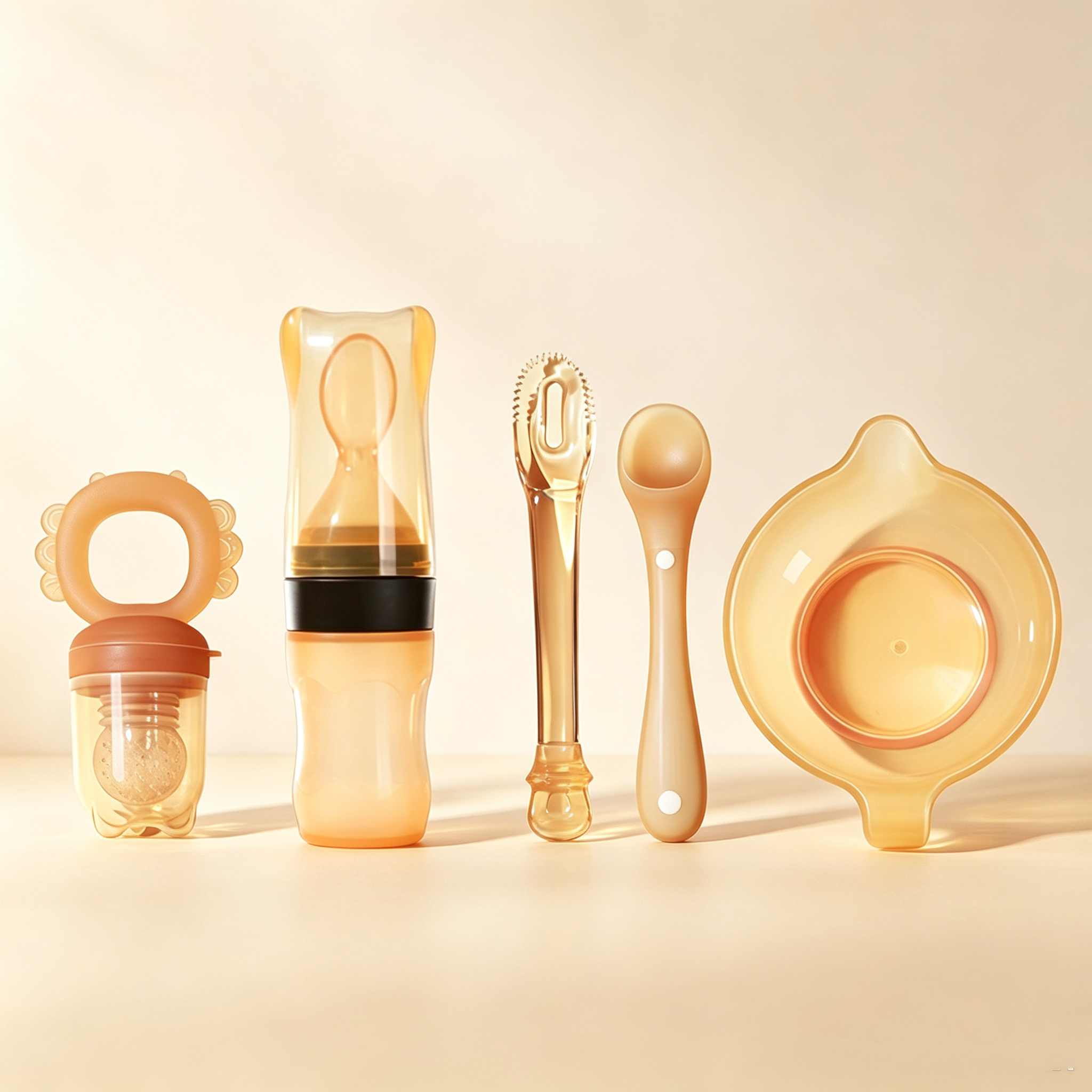 Baby 6Pcs Nano Silver Silicone Feeding Set