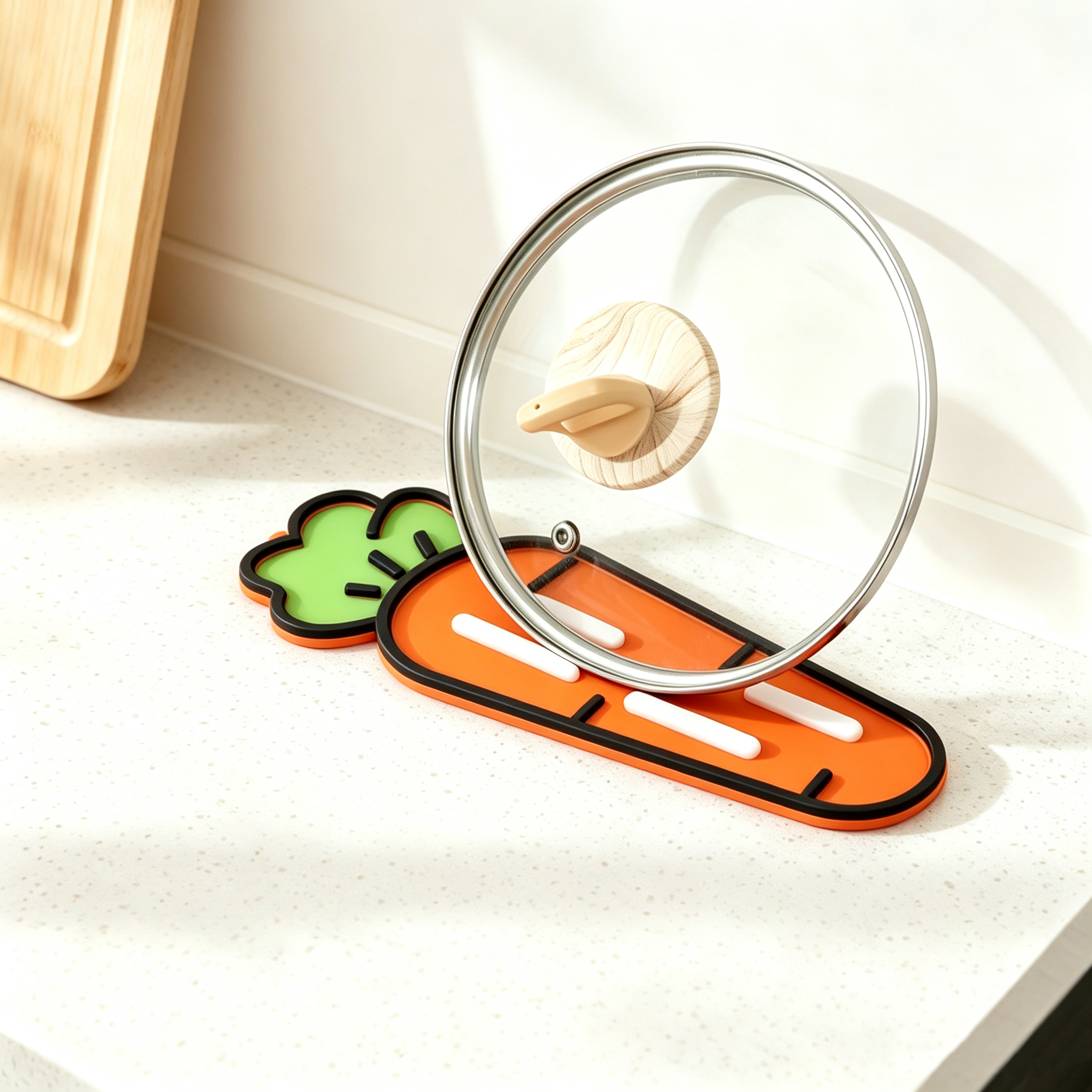 Cartoon Carrot Silicone Pot Lid Holder & Spoon Rest