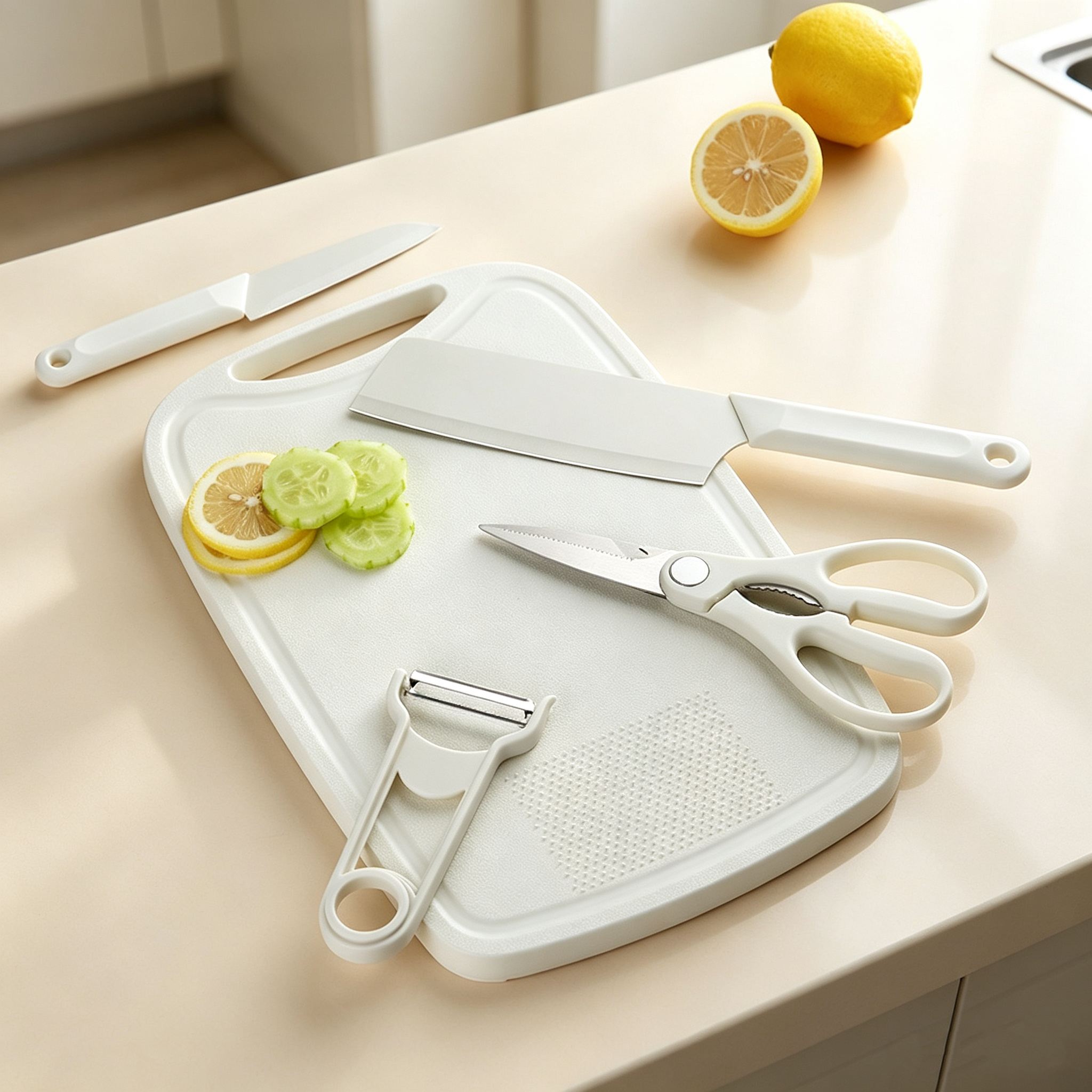 Compact Storage Kitchen Knife & Cutting Board Combo